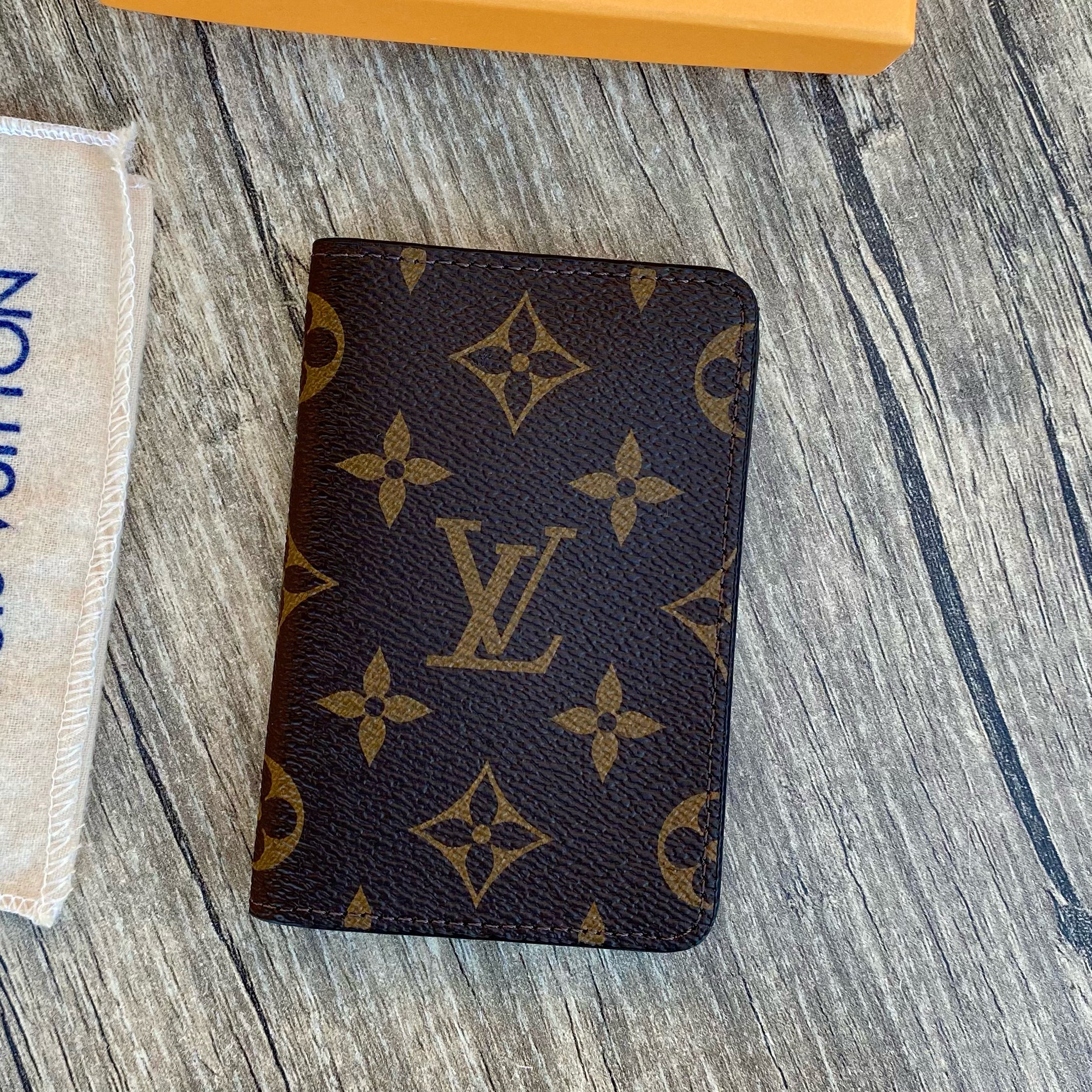 Louis Vuitton Monogram Card Holder, Business Card, Leather Mini Wallet, Brown Card Holder