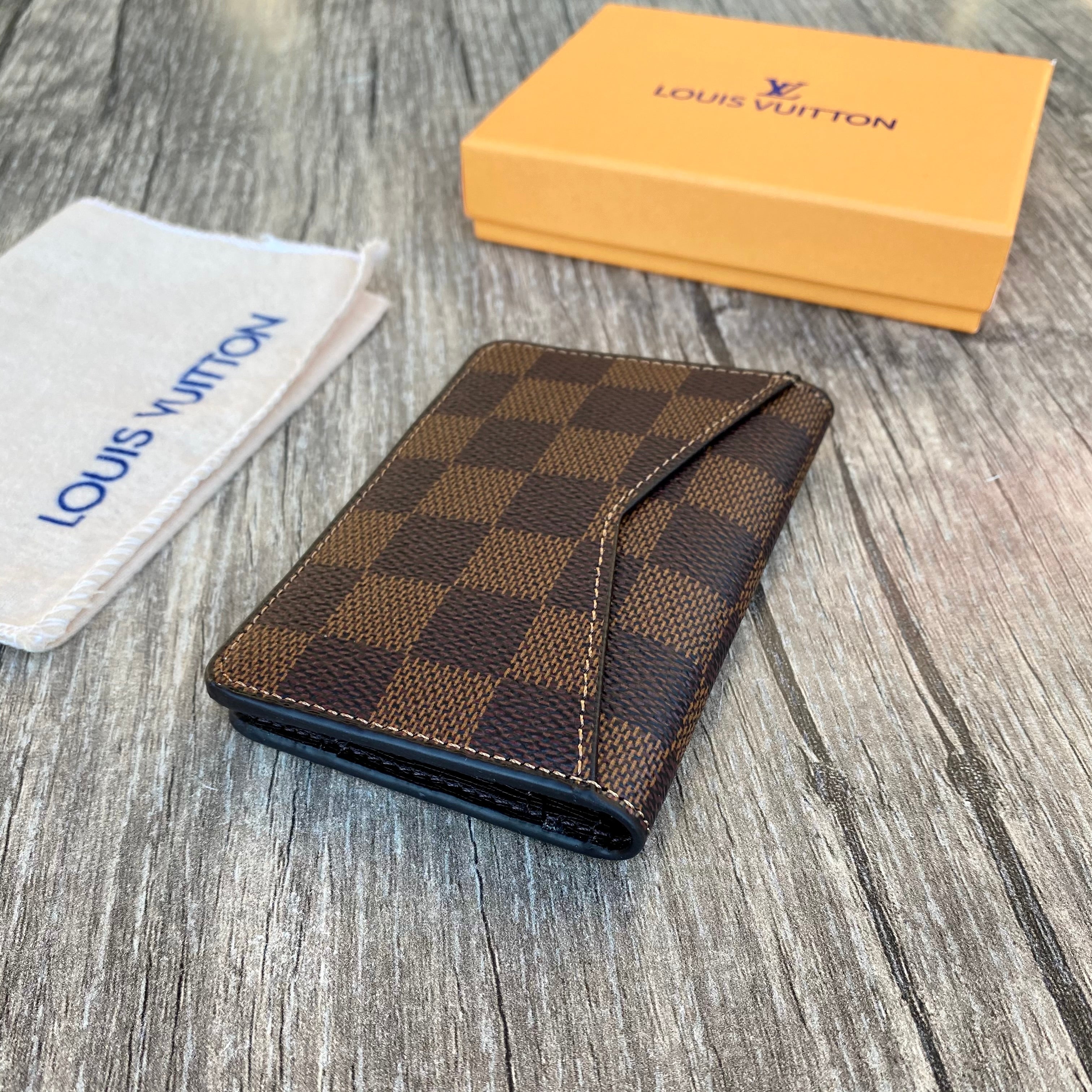 Louis Vuitton Card Holder, Coffee Checkered Card Holder Business Card, Mini Wallet, Special Card Holder