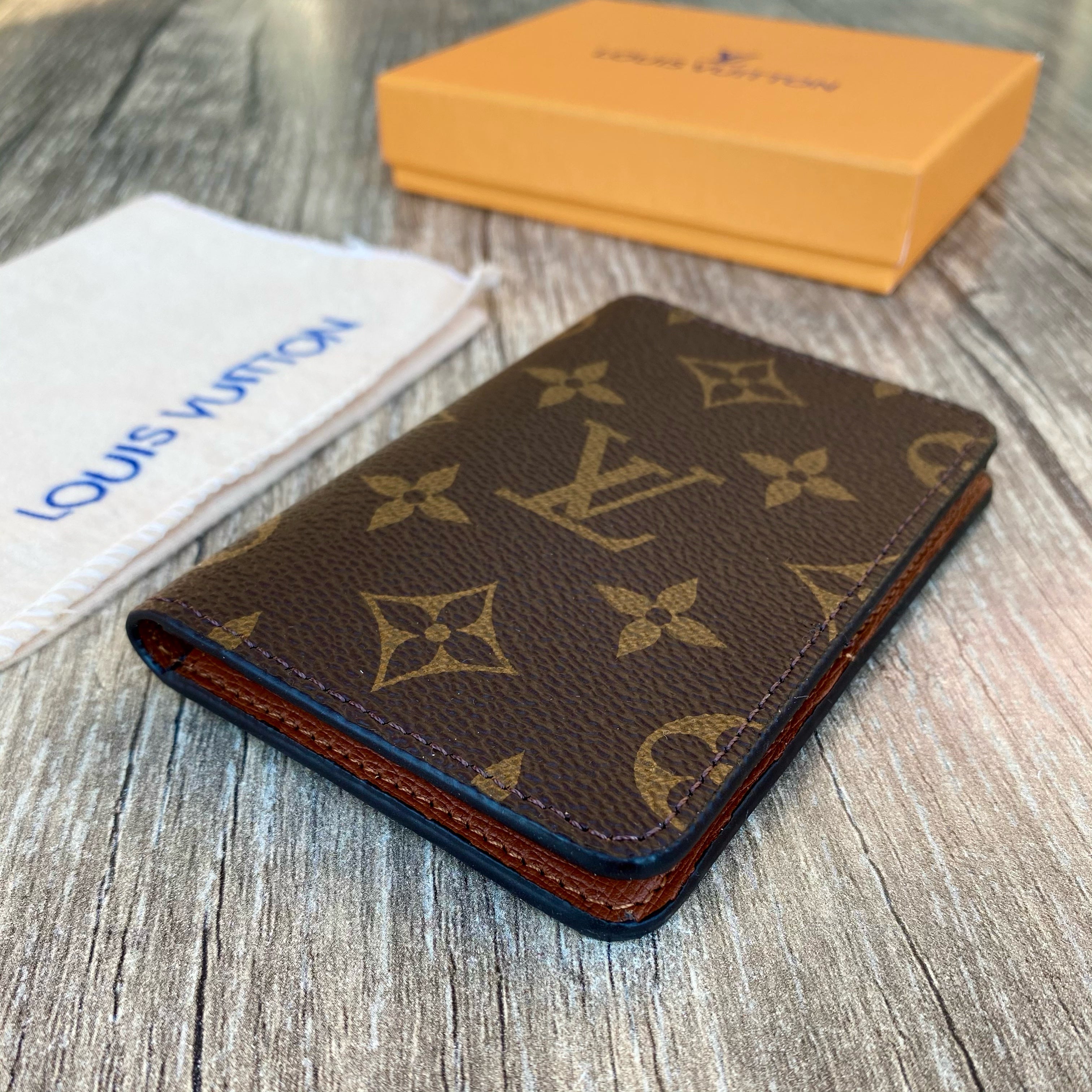 Louis Vuitton Monogram Card Holder, Business Card, Leather Mini Wallet, Brown Card Holder