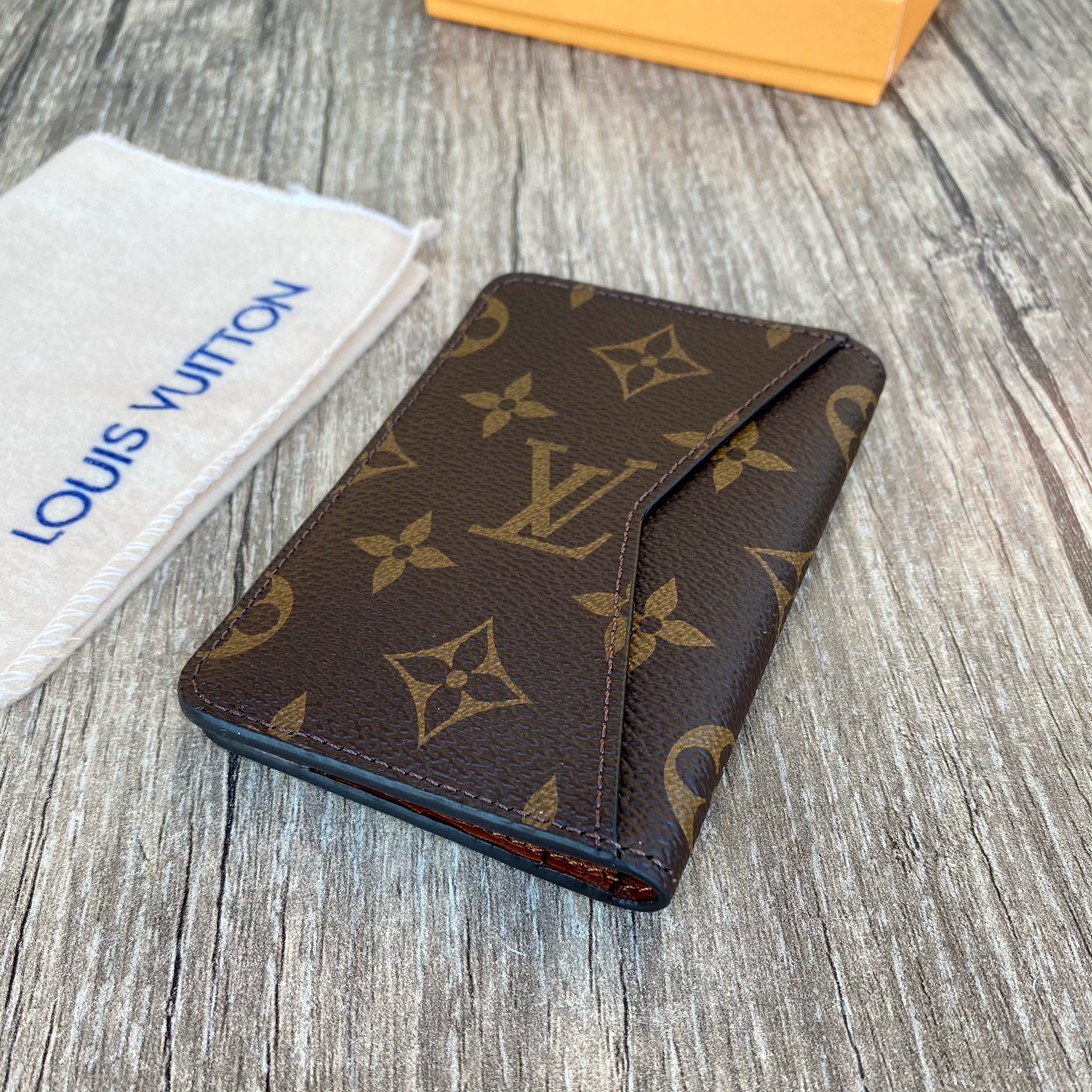Louis Vuitton Monogram Card Holder, Business Card, Leather Mini Wallet, Brown Card Holder