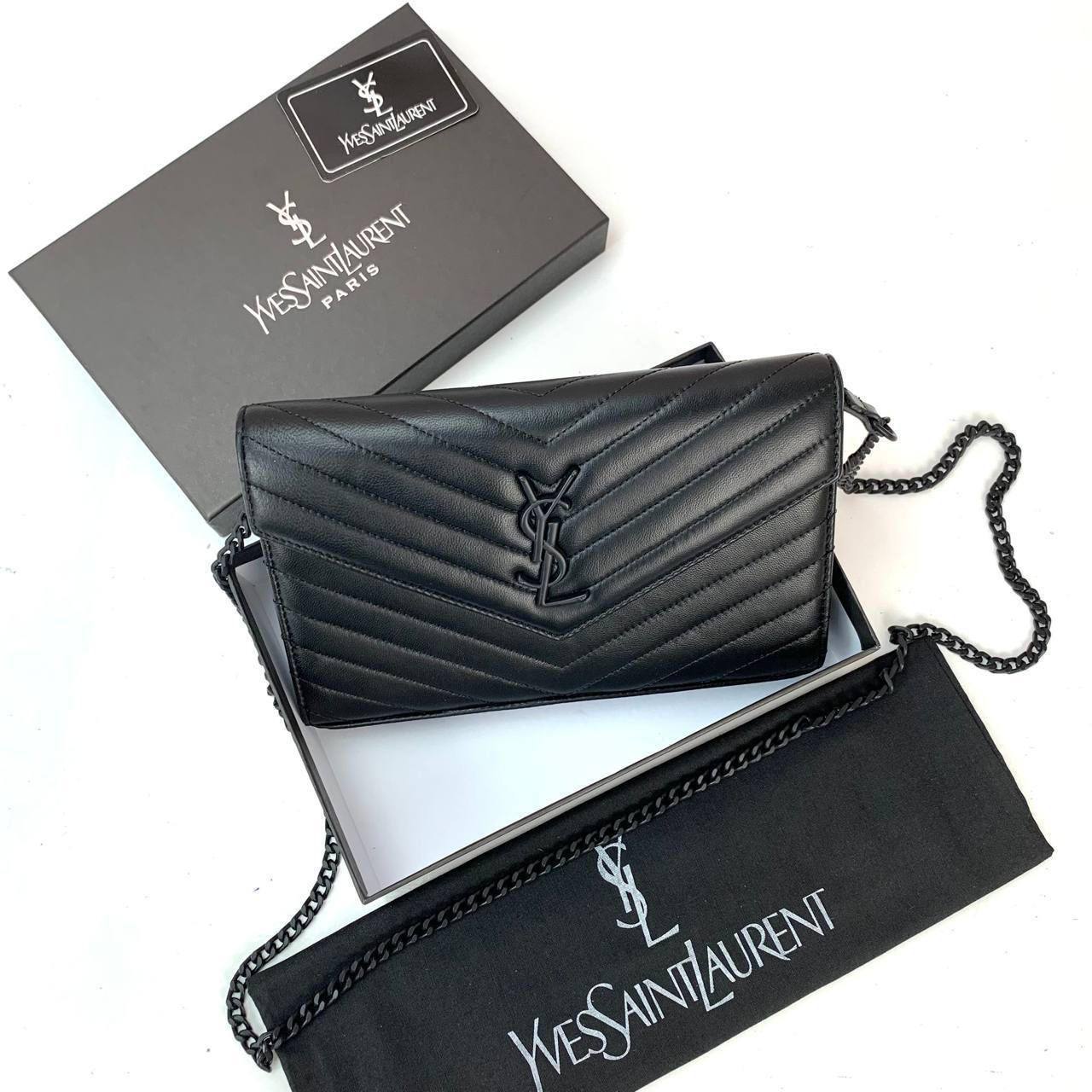 Yves Saint Laurent (YSL) Quilted Shoulder Bag 100% genuine leather Clutch.