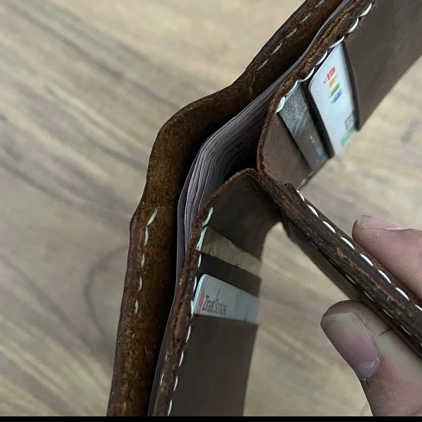 Handmade Card Holder, Business Card, Leather Mini Wallet, Brown Card Holder