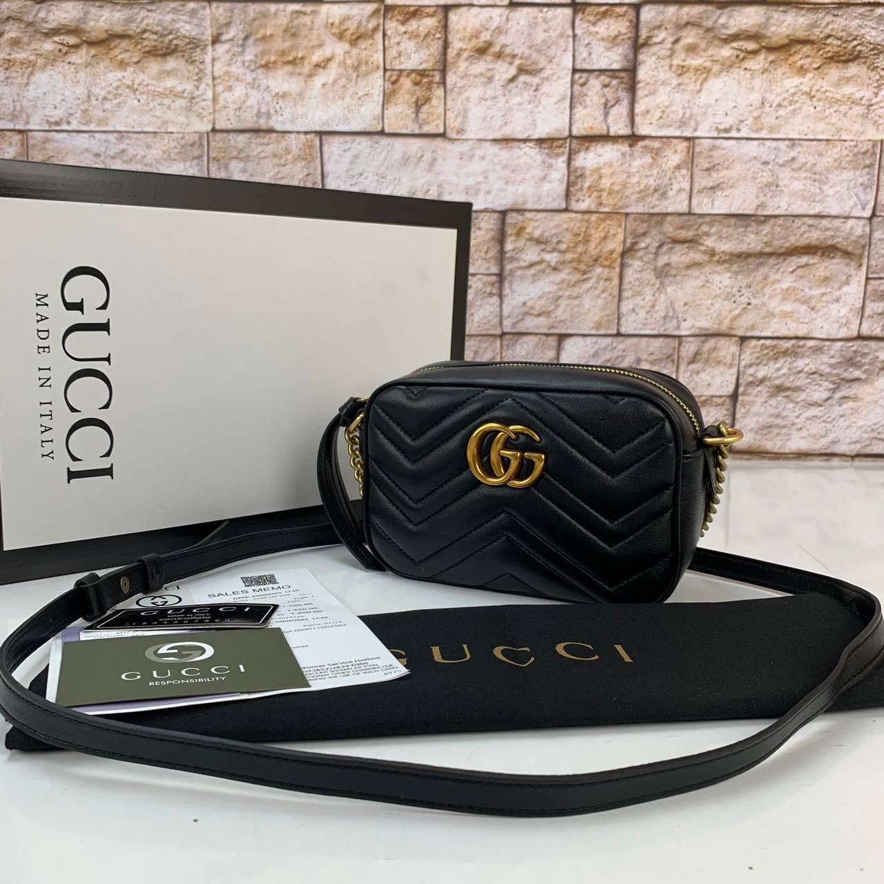 Gucci Marmont Messenger GG Mini Bag 100% genuine leather women's bag