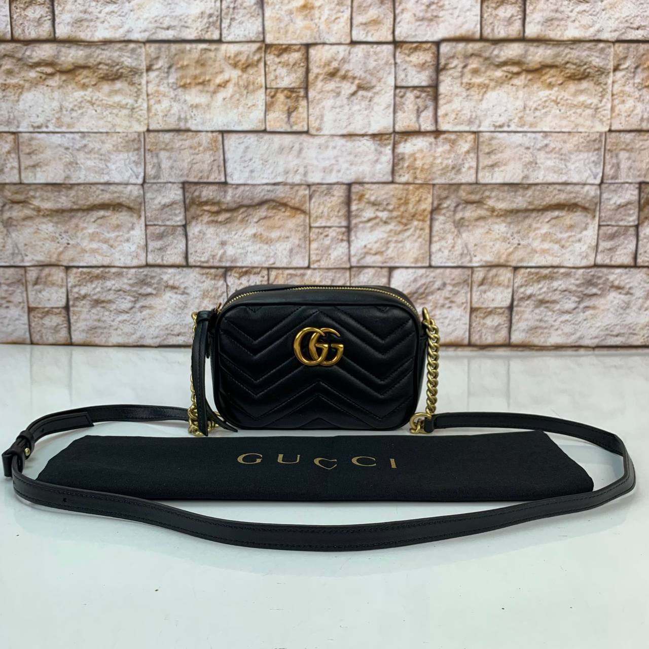 Gucci Marmont Messenger GG Mini Bag 100% genuine leather women's bag