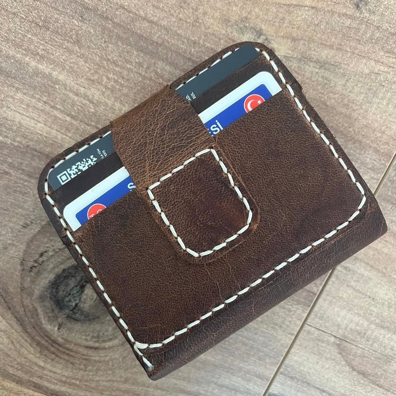 Handmade Card Holder, Business Card, Leather Mini Wallet, Brown Card Holder