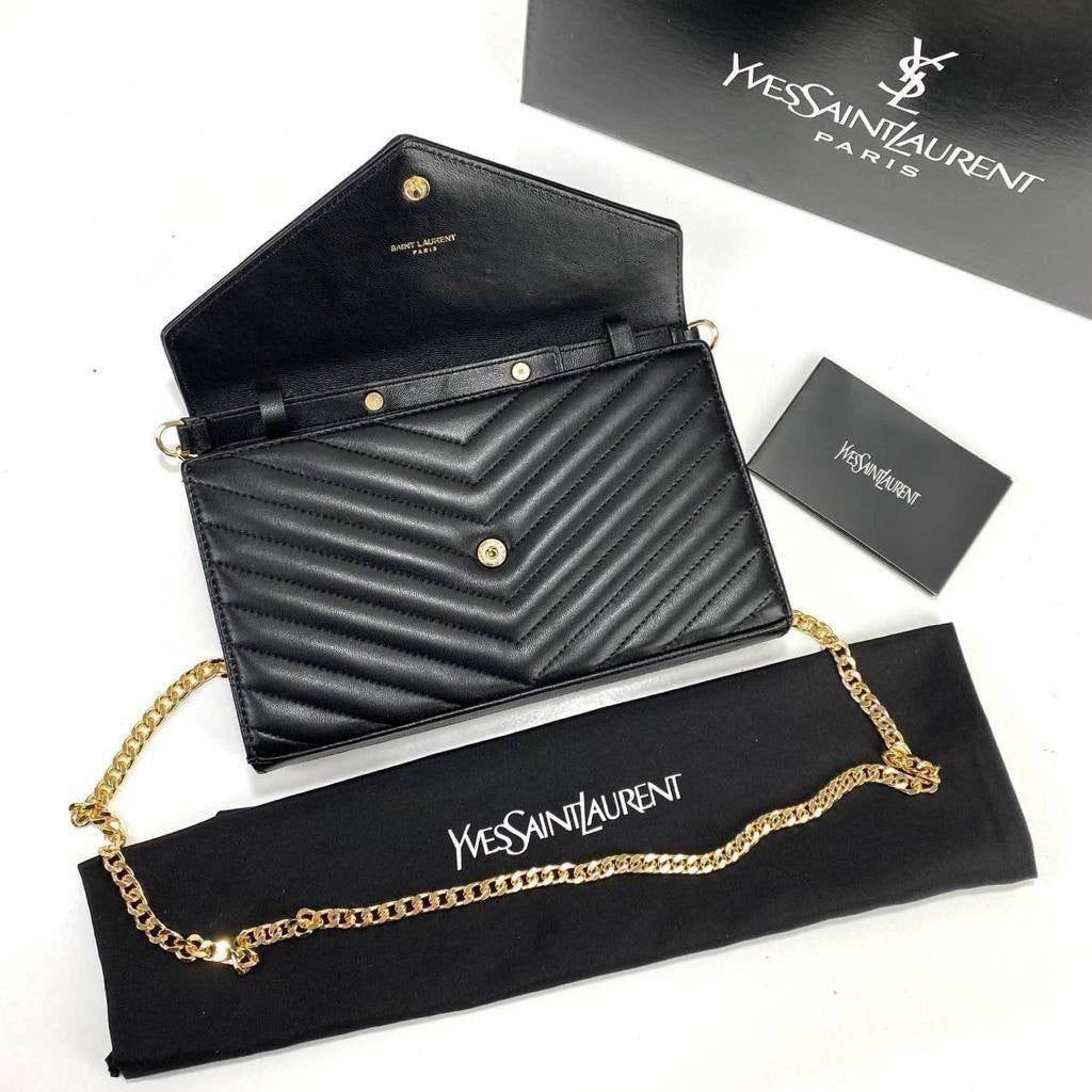Yves Saint Laurent (YSL) Quilted Shoulder Bag 100% genuine leather Clutch.