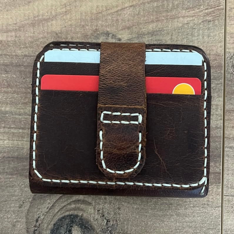 Handmade Card Holder, Business Card, Leather Mini Wallet, Brown Card Holder