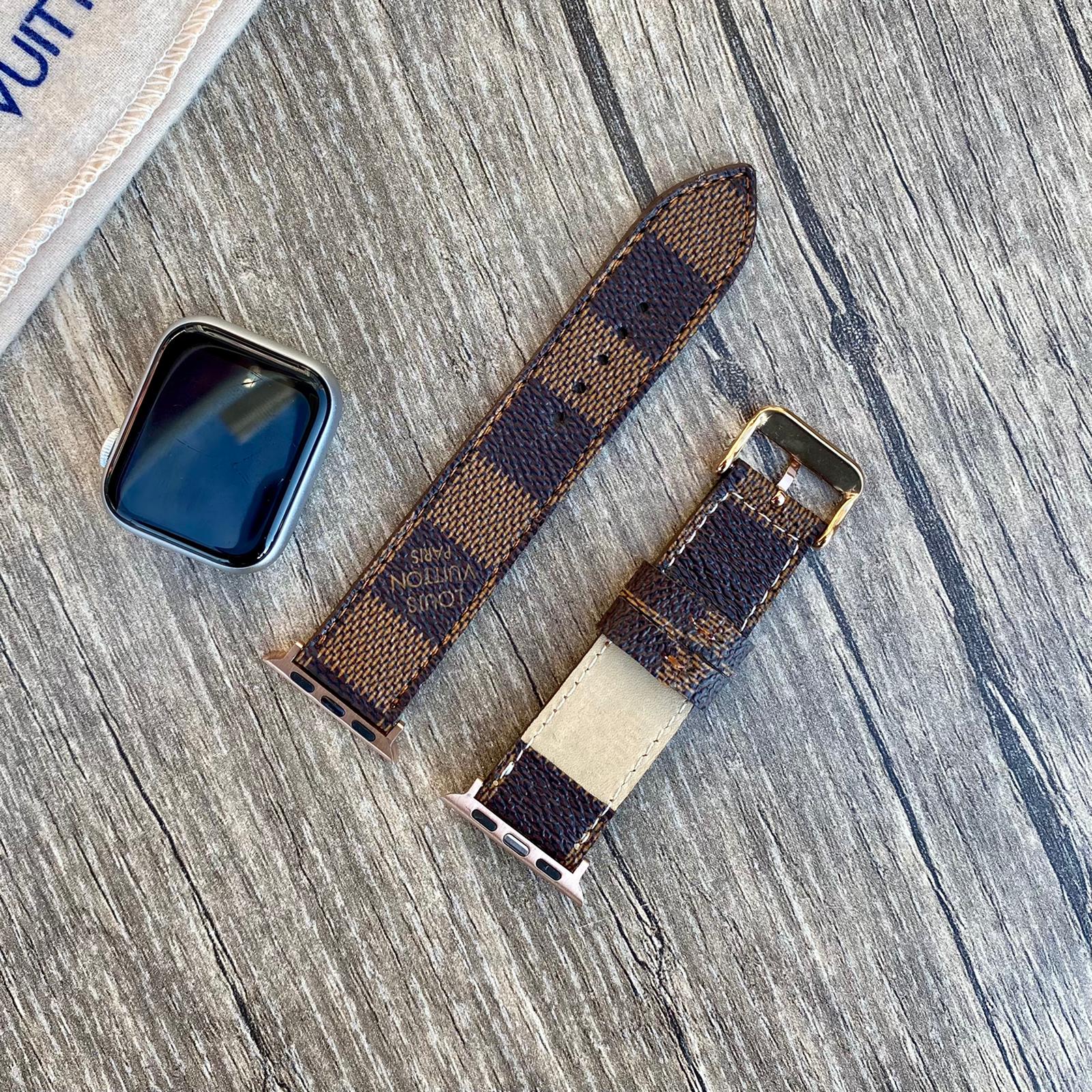 Louis Vuitton Brown Checkered Apple Watch Band iwatch strap series 7-6-5-4-3-2-1