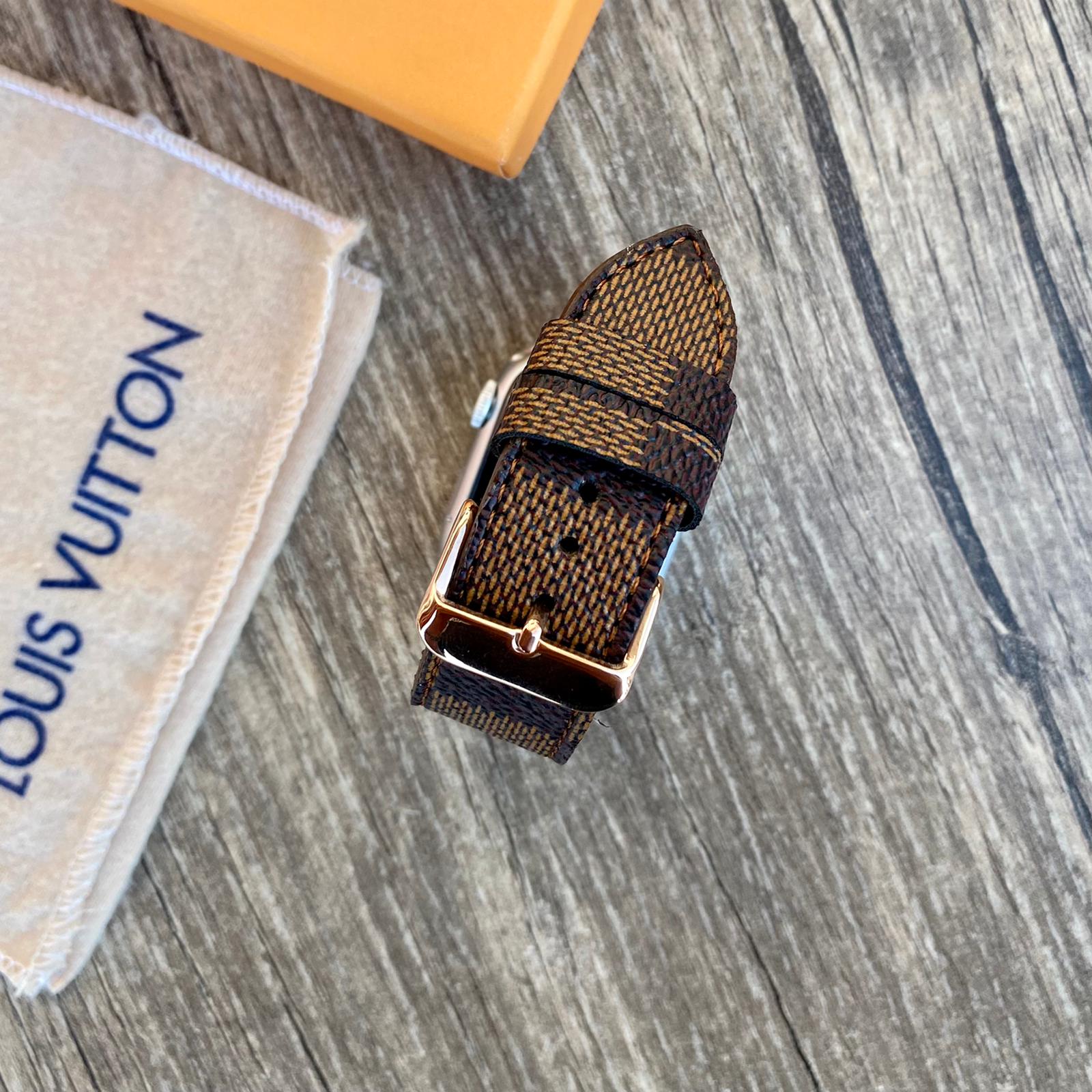 Louis Vuitton Brown Checkered Apple Watch Band iwatch strap series 7-6-5-4-3-2-1