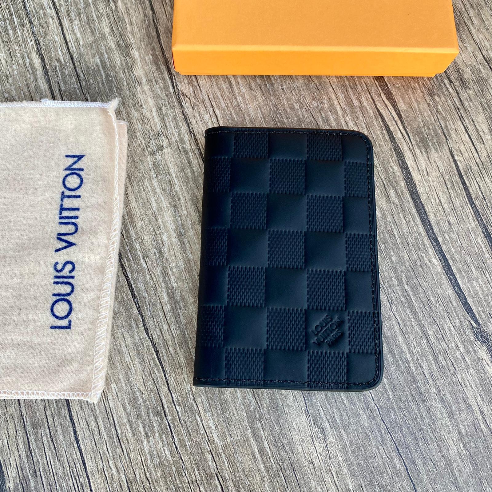 Louis Vuitton Black Leather Card Holder, Lv Business Card, Lv Fashion Leather Wallet