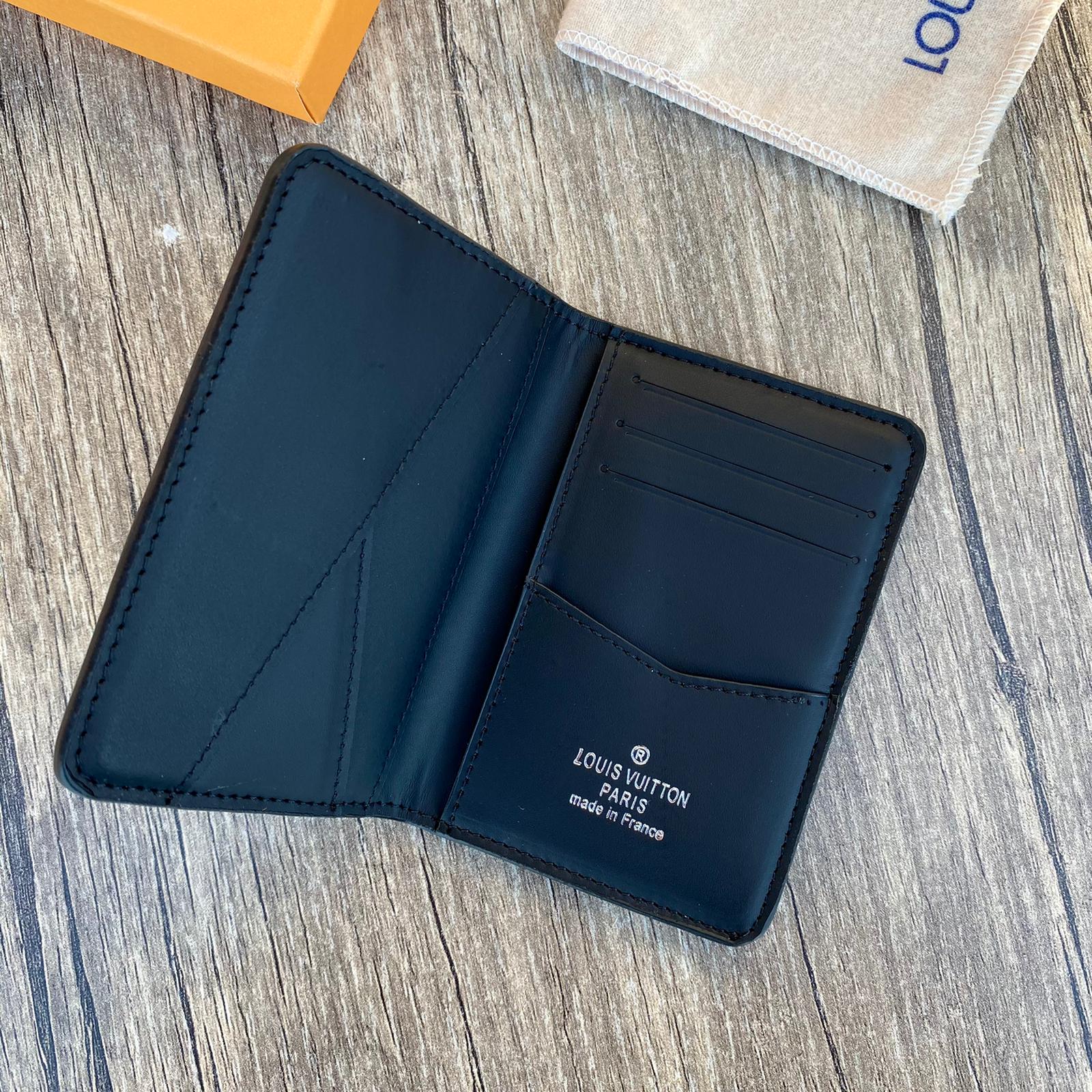 Louis Vuitton Black Leather Card Holder, Lv Business Card, Lv Fashion Leather Wallet