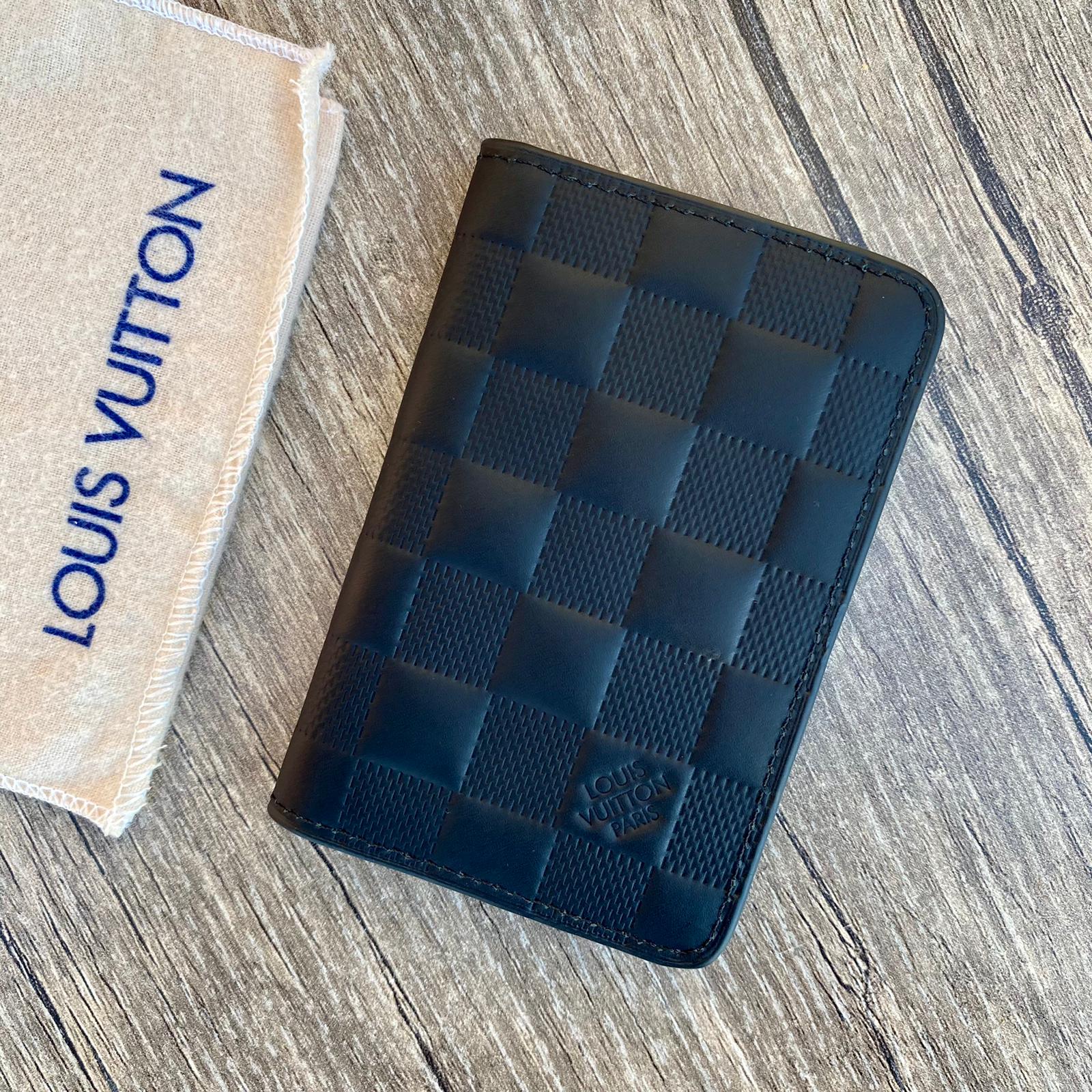 Louis Vuitton Black Leather Card Holder, Lv Business Card, Lv Fashion Leather Wallet