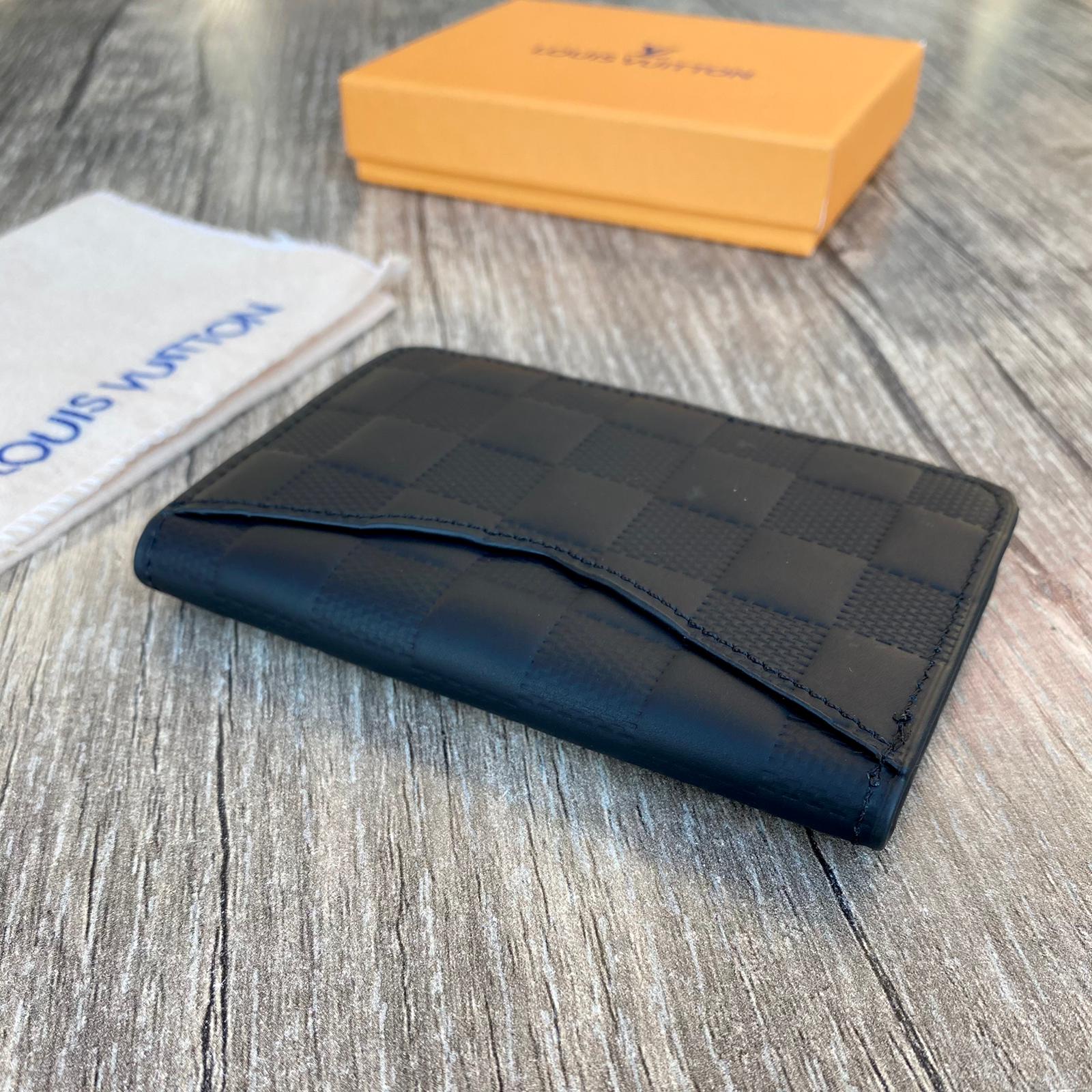 Louis Vuitton Black Leather Card Holder, Lv Business Card, Lv Fashion Leather Wallet