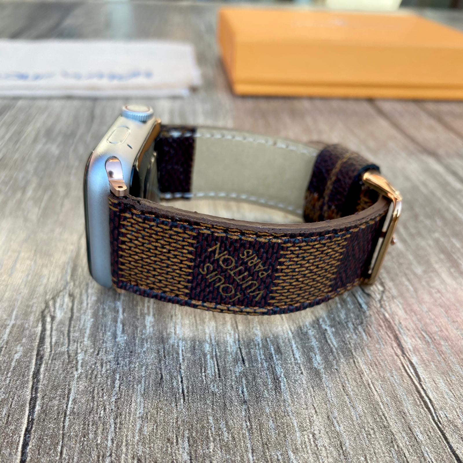 Louis Vuitton Brown Checkered Apple Watch Band iwatch strap series 7-6-5-4-3-2-1