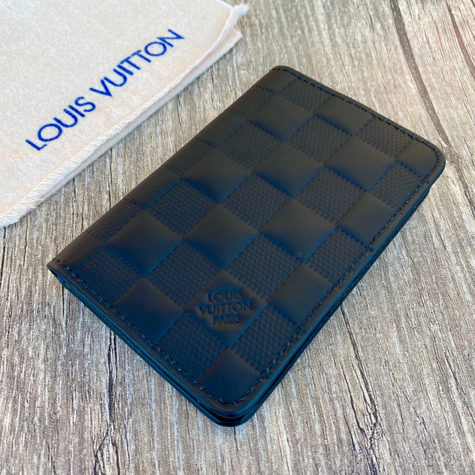 Louis Vuitton Black Leather Card Holder, Lv Business Card, Lv Fashion Leather Wallet