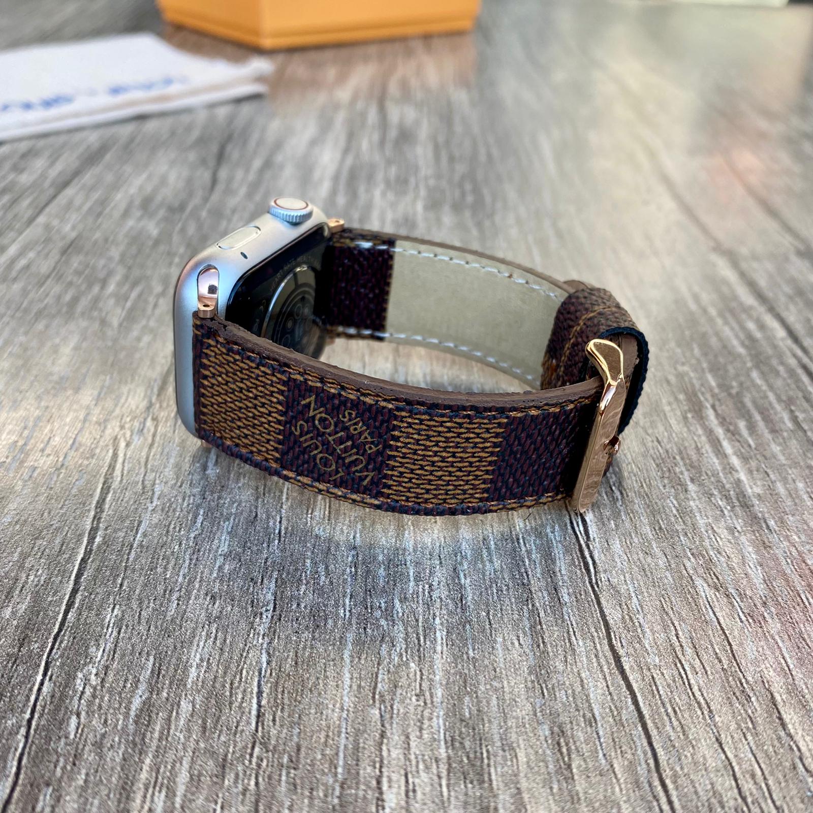 Louis Vuitton Brown Checkered Apple Watch Band iwatch strap series 7-6-5-4-3-2-1