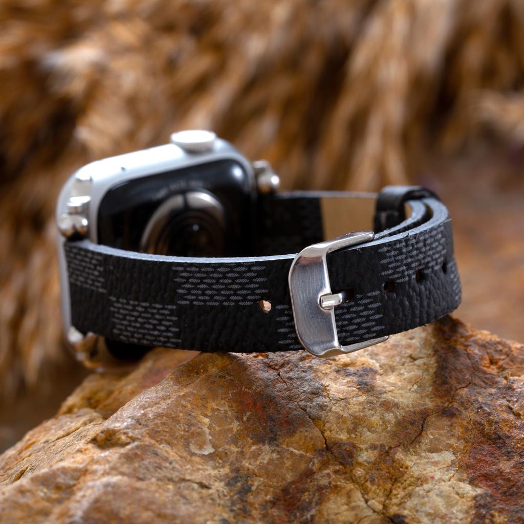 Handmade Genuine Checkered Leather Apple Watch Band