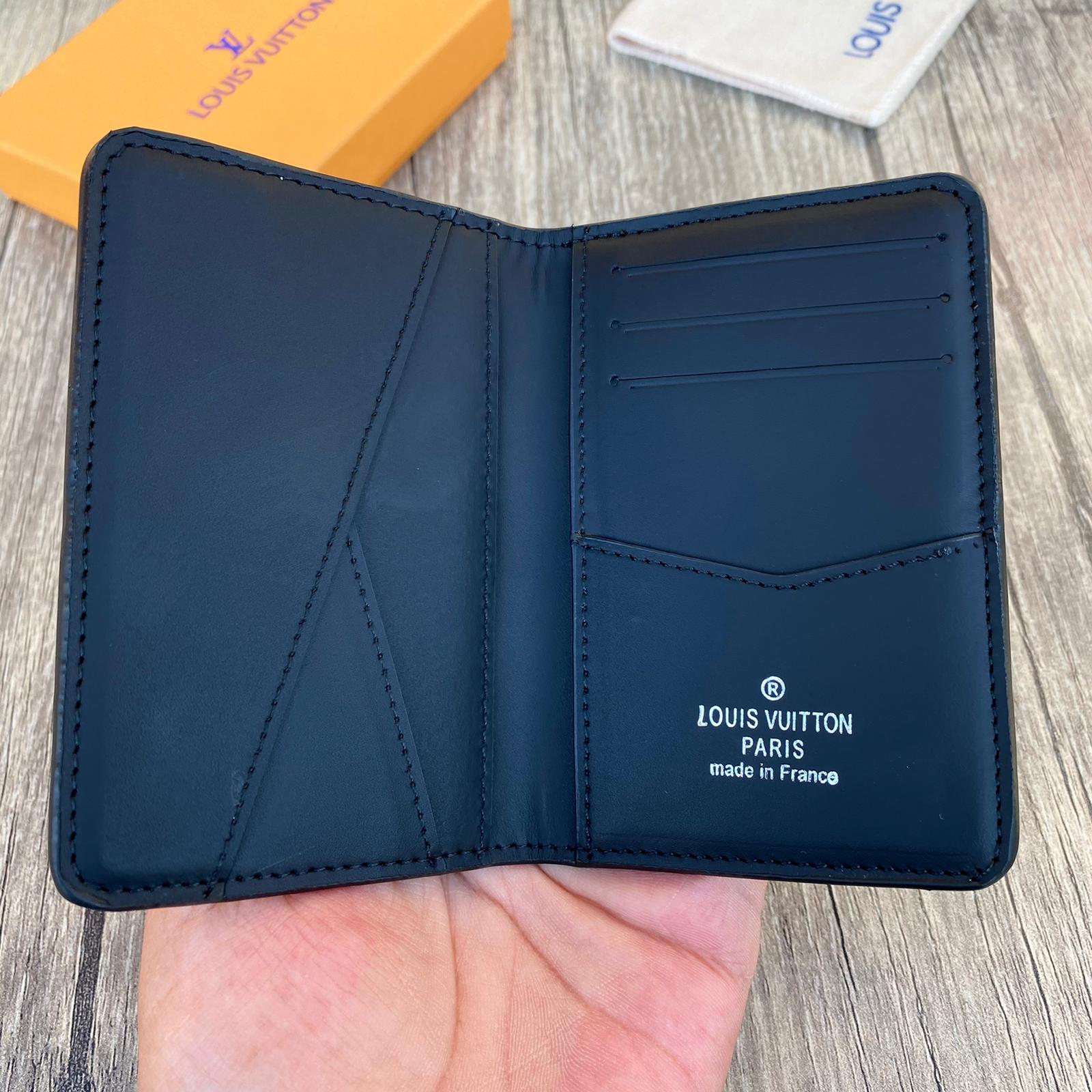 Louis Vuitton Black Leather Card Holder, Lv Business Card, Lv Fashion Leather Wallet